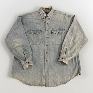 VTG Y2K Alexander Julian Colours L/S Blue Distressed Retro Denim Shirt~Men's M
